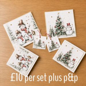 Christmas Card Collection “Snow Time”-set of assorted Vintage style Christmas Cards and tags.