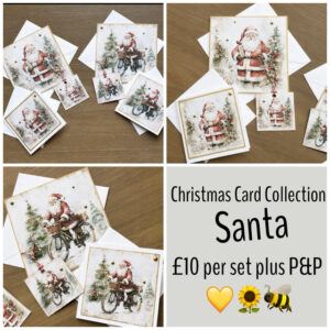 Christmas Card Collection “Santa”-set of assorted vintage style Christmas Cards and tags.
