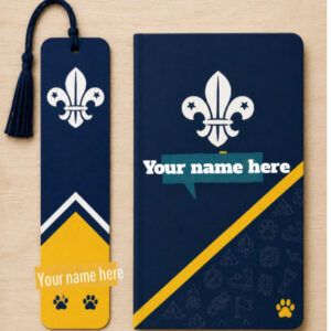 Personalised Stationery Set, matching notebook and bookmark.