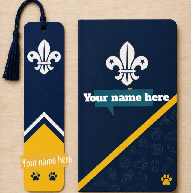 Personalised Stationery Set, matching notebook and bookmark.