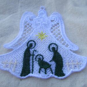 Customizable Machine Embroidered Christmas Lace Angel Ornaments