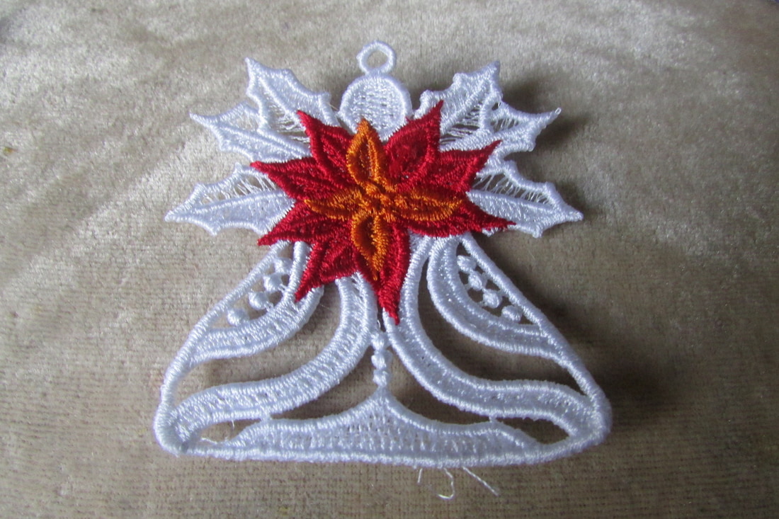 Customizable Machine Embroidered Christmas Lace Angel Ornaments