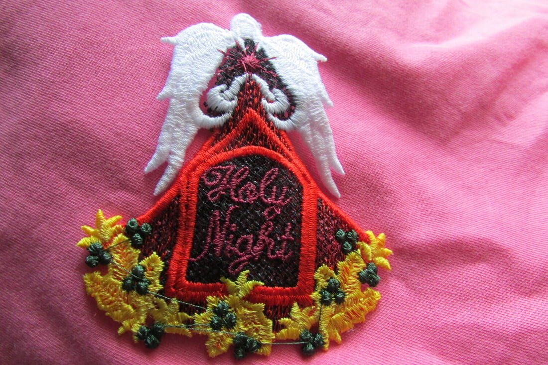 Customizable Machine Embroidered Christmas Lace Angel Ornament - Image 2