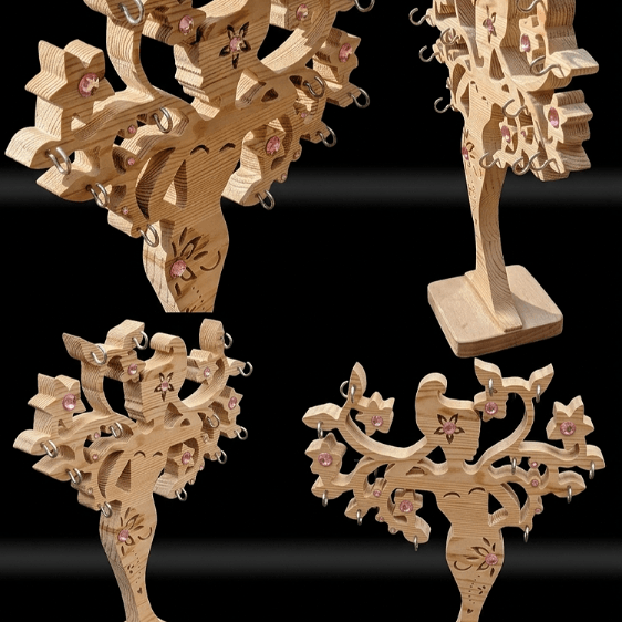 Handmade Wooden lady Jewellery Stand - Image 3