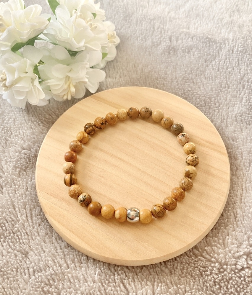 Men's Picture Jasper Stretch Bracelet