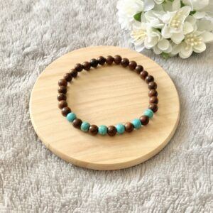 Men’s Rose Wood and Turquoise Bracelet