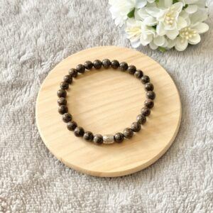 Men’s Brown Snowflake Obsidian Natural Gemstone Stretch Bracelet
