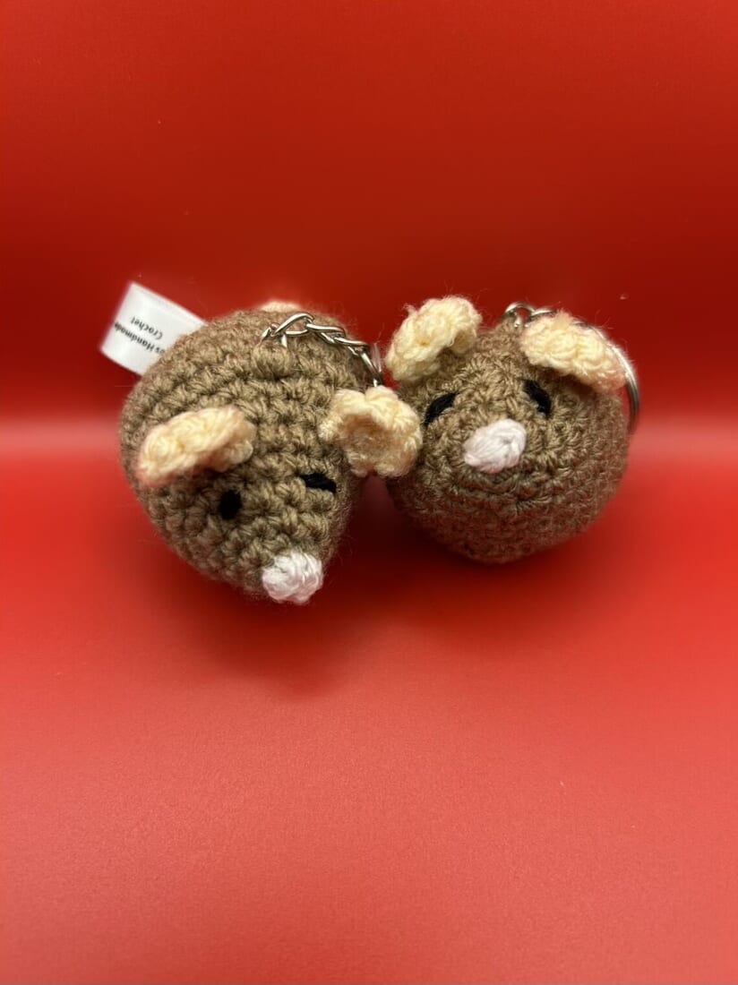 Handmade Crochet Mouse Keyrings - UKCA Safety Tested