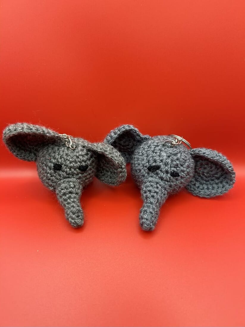 Handmade Crochet Elephant Head Keyring - Perfect Gift for Animal Lovers