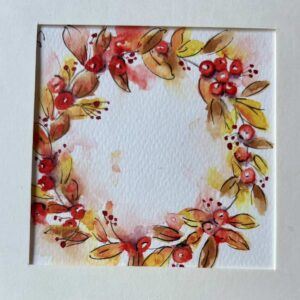 Charming Autumn Colours Miniature Watercolour Painting – Perfect Small Gift