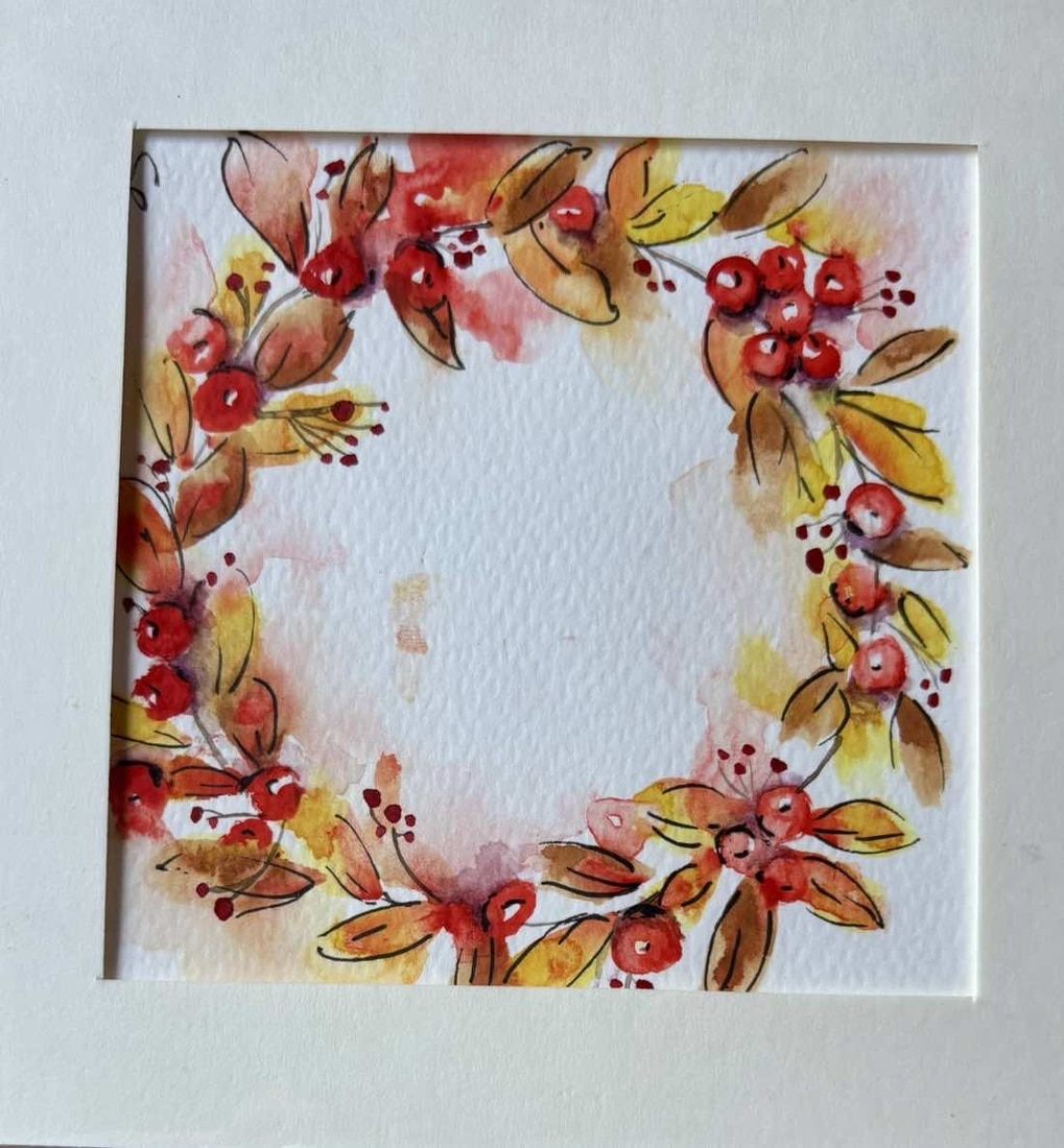 Charming Autumn Colours Miniature Watercolour Painting - Perfect Small Gift