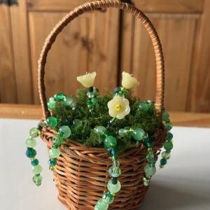 Beaded Yellow Flower Plant in Basket