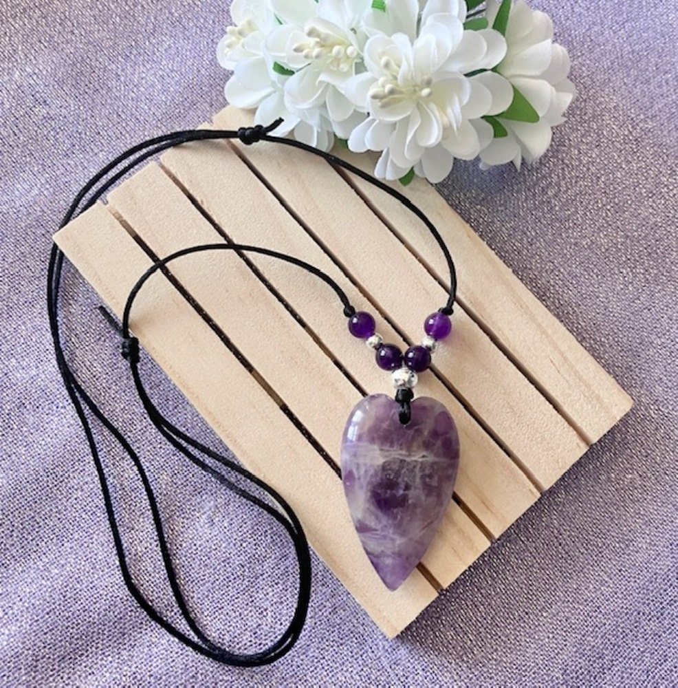 Amethyst Heart Adjustable Necklace