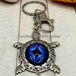 Handmade Turtle Keyring | Glass Cabochon Turtle Keychain | Sea Turtle Bag Charm | Boho Turtle Gift | Ocean Lover Gift | Handmade Animal Keyring