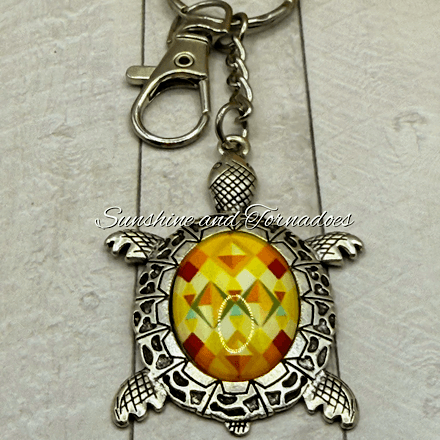 Handmade Turtle Keyring | Glass Cabochon Turtle Keychain | Sea Turtle Bag Charm | Boho Turtle Gift | Ocean Lover Gift | Handmade Animal Keyring - Image 4