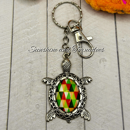 Handmade Turtle Keyring | Glass Cabochon Turtle Keychain | Sea Turtle Bag Charm | Boho Turtle Gift | Ocean Lover Gift | Handmade Animal Keyring - Image 3