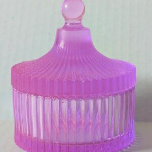 Small Fluted Pink Coloured Resin Jar