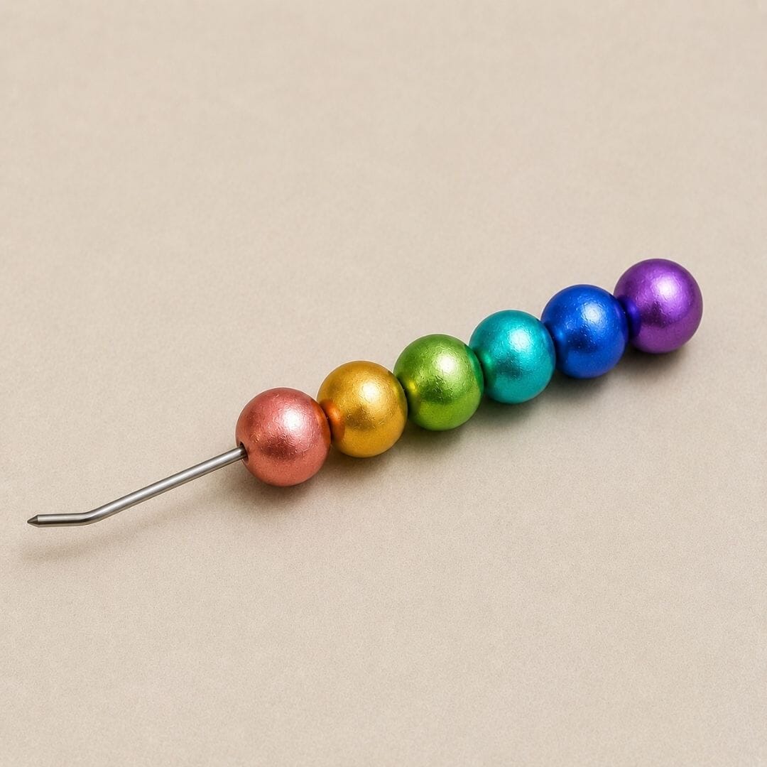 Handmade Beaded Fidget Loom Hook | Spinning Polymer Clay Handle | Rainbow, Pastel, Metallic & Glitter Craft Hook - Image 5