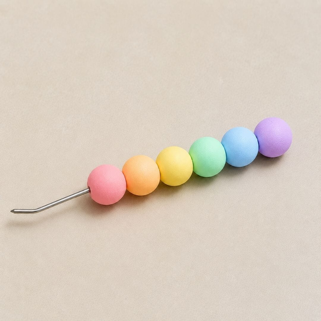 Handmade Beaded Fidget Loom Hook | Spinning Polymer Clay Handle | Rainbow, Pastel, Metallic & Glitter Craft Hook - Image 4