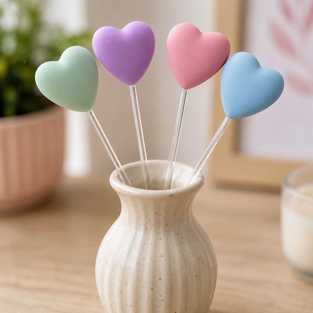Pastel Heart Plant & Gift Decorations | Handmade Polymer Clay Plant Stakes | Plant Lover Gift - Image 4