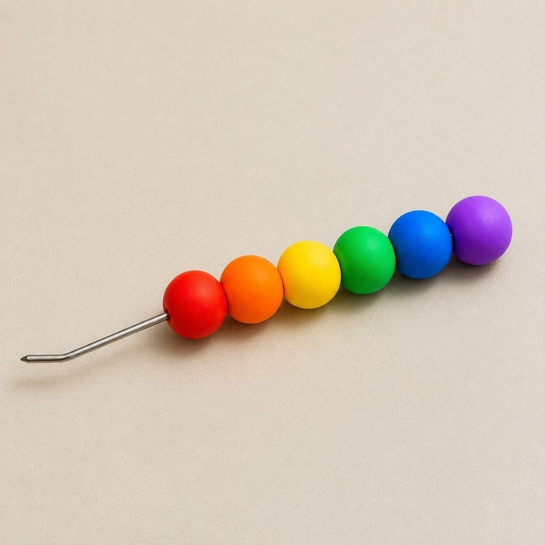 Handmade Beaded Fidget Loom Hook | Spinning Polymer Clay Handle | Rainbow, Pastel, Metallic & Glitter Craft Hook - Image 6