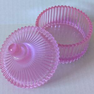 Small Fluted Pink Coloured Resin Jar