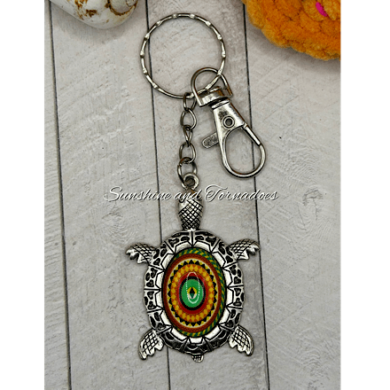 Handmade Turtle Keyring | Glass Cabochon Turtle Keychain | Sea Turtle Bag Charm | Boho Turtle Gift | Ocean Lover Gift | Handmade Animal Keyring - Image 5