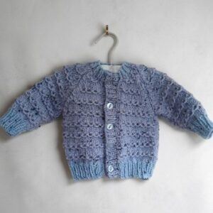 Hand-knitted baby cardigan. Approx 3 to 6 mths. All proceeds to The Stroke Association