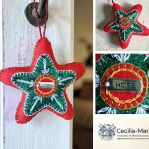 You’re a star! ‘HOPE ‘-A hand embroidered decoration. Express your dreams and hopes for the future. All proceeds to The Stroke Association.