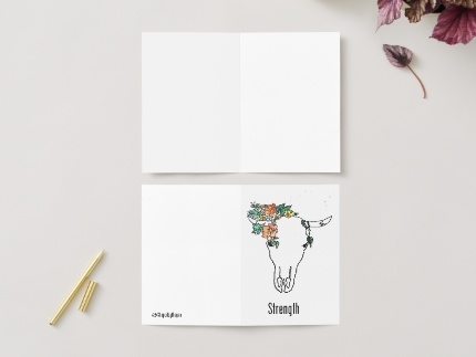 Hand-Drawn Floral Ox Card: Symbol of Strength and Resilience - Image 4
