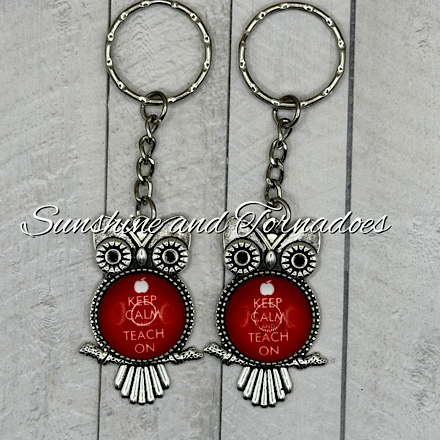 Handmade Teacher Owl Keyring | Glass Cabochon Teacher Gift | Thank You Teacher Keychain | Teaching Assistant Gift | End of Term Gift | Classroom Gift - Image 5