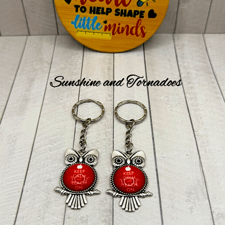 Handmade Teacher Owl Keyring | Glass Cabochon Teacher Gift | Thank You Teacher Keychain | Teaching Assistant Gift | End of Term Gift | Classroom Gift - Image 4