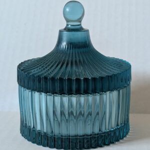 Small Fluted Turquoise Coloured Resin Jar