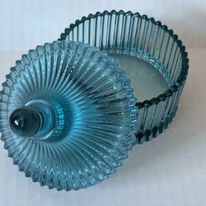 Small Fluted Turquoise Coloured Resin Jar