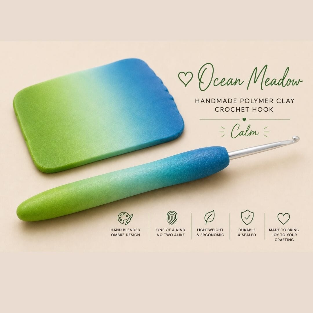 Handmade Ombré Polymer Clay Crochet Hook – Ergonomic Crochet Hook – Handmade Crochet Gift – Colour Blend Collection - Image 5