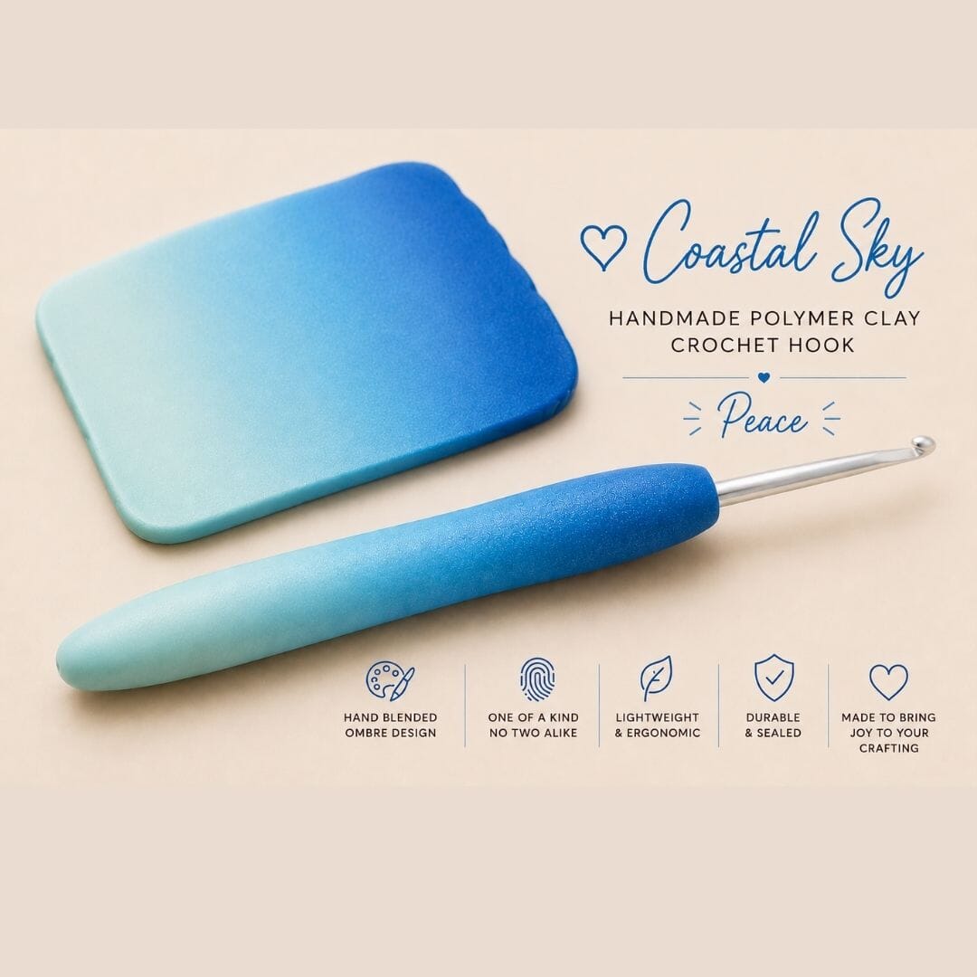 Handmade Ombré Polymer Clay Crochet Hook – Ergonomic Crochet Hook – Handmade Crochet Gift – Colour Blend Collection - Image 4