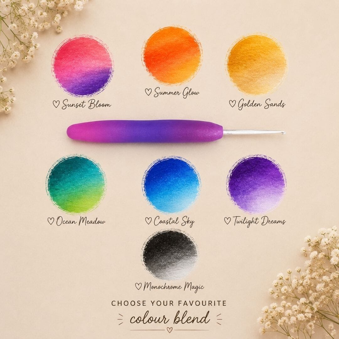 Handmade Ombré Polymer Clay Crochet Hook – Ergonomic Crochet Hook – Handmade Crochet Gift – Colour Blend Collection