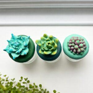 Handmade Succulent Trinket Pot – Polymer Clay Keepsake Jar with Positivity Scroll – Recycled Glass Gift – Jewellery & Tiny Treasure Pot