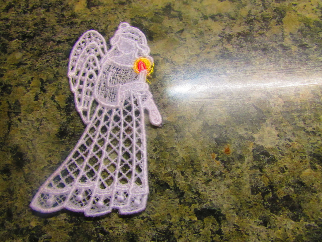 Customizable Machine Embroidered Christmas Lace Angel Ornaments - Image 3