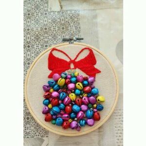 Christmas Bauble Hoop Decoration, hand embroidered and embellished