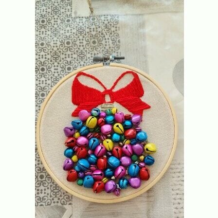 Christmas Bauble Hoop Decoration, hand embroidered and embellished