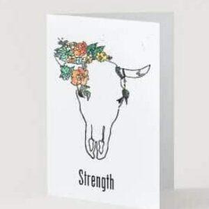 Hand-Drawn Floral Ox Card: Symbol of Strength and Resilience