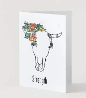 Hand-Drawn Floral Ox Card: Symbol of Strength and Resilience