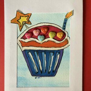 Birthday Card- colourful cupcake! Handmade