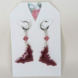 Chic Resin Bat Earrings with Crystal Bead Accents