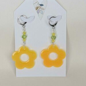 Flower Shaped Resin Earrings – Glow in the Dark