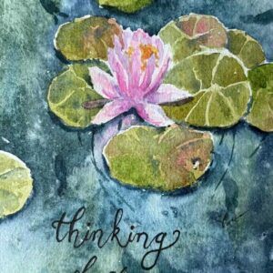 Handpainted A5 Lily Pond ‘Thinking of You’ Card