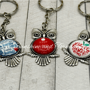 Handmade Teacher Owl Keyring | Glass Cabochon Teacher Gift | Thank You Teacher Keychain | Teaching Assistant Gift | End of Term Gift | Classroom Gift