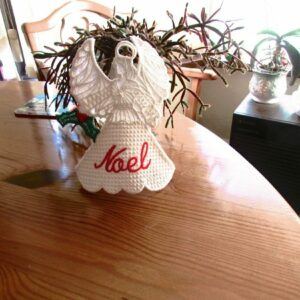 Customizable Machine Embroidered Christmas Lace Angel Ornament