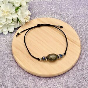 Dark Grey Cracked Jade Adjustable Cord Bracelet